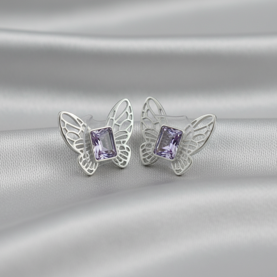 Amara Butterfly Crystal Stud Earrings