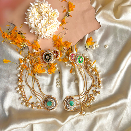 Emerald Pearl Multi-Chain Kundan Statement Earrings