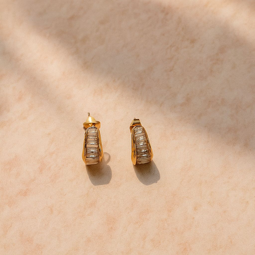 Radiant Gold Baguette Hoop Earrings – Rivyara Jewels