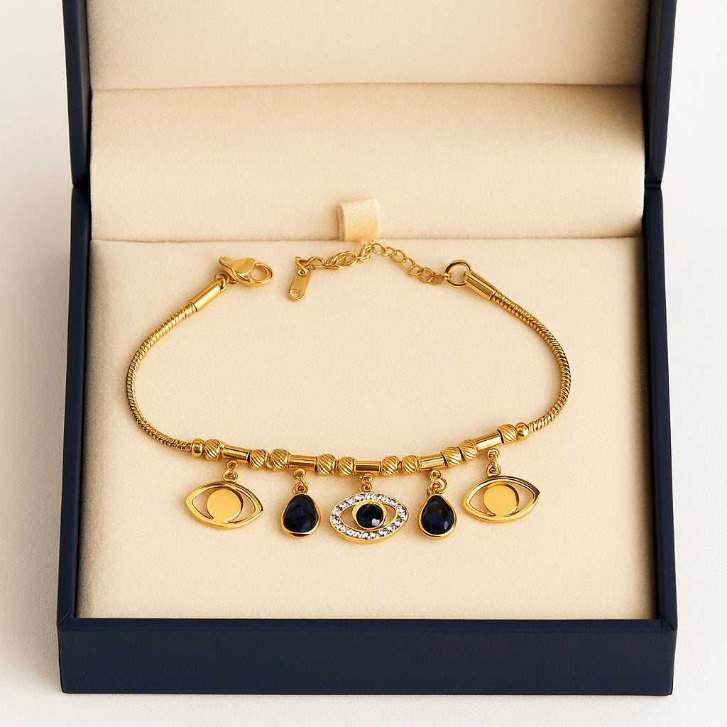 Golden Evil Eye Protection Bracelet