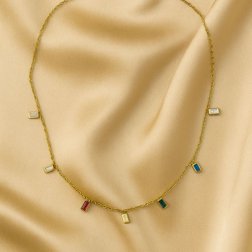 Aurora Baguette Multi-Stone Necklace