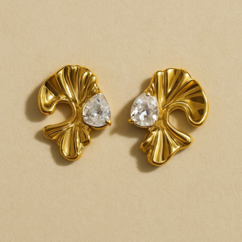 Luna Sculpted Gold Drop Earrings