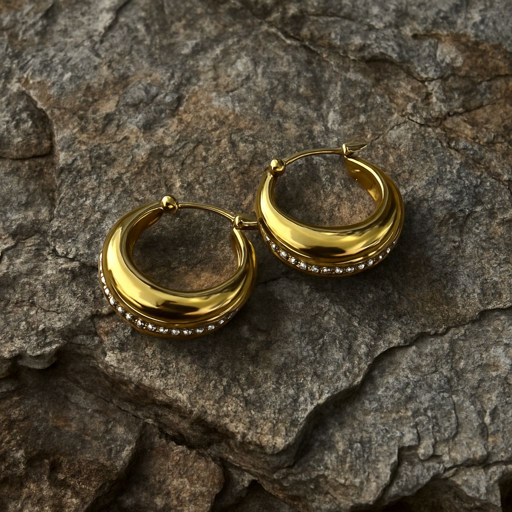 Radiant Gold Crystal Hoop Earrings