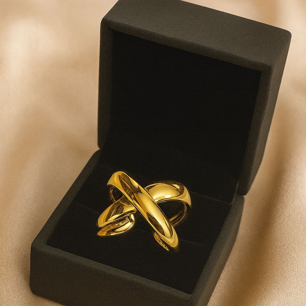 Gold Crossover Infinity Ring
