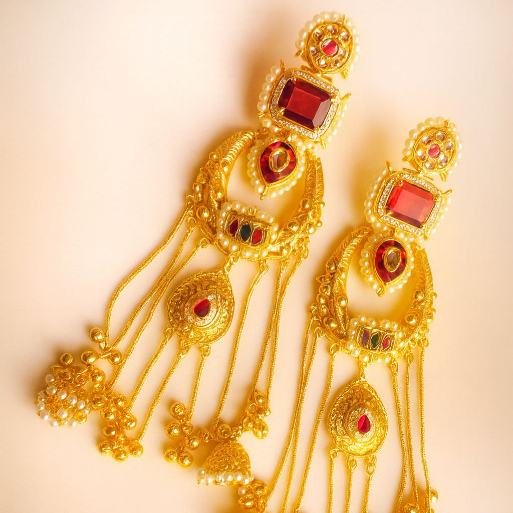 Royal Heritage Kundan Jhumka Chandbali Earrings