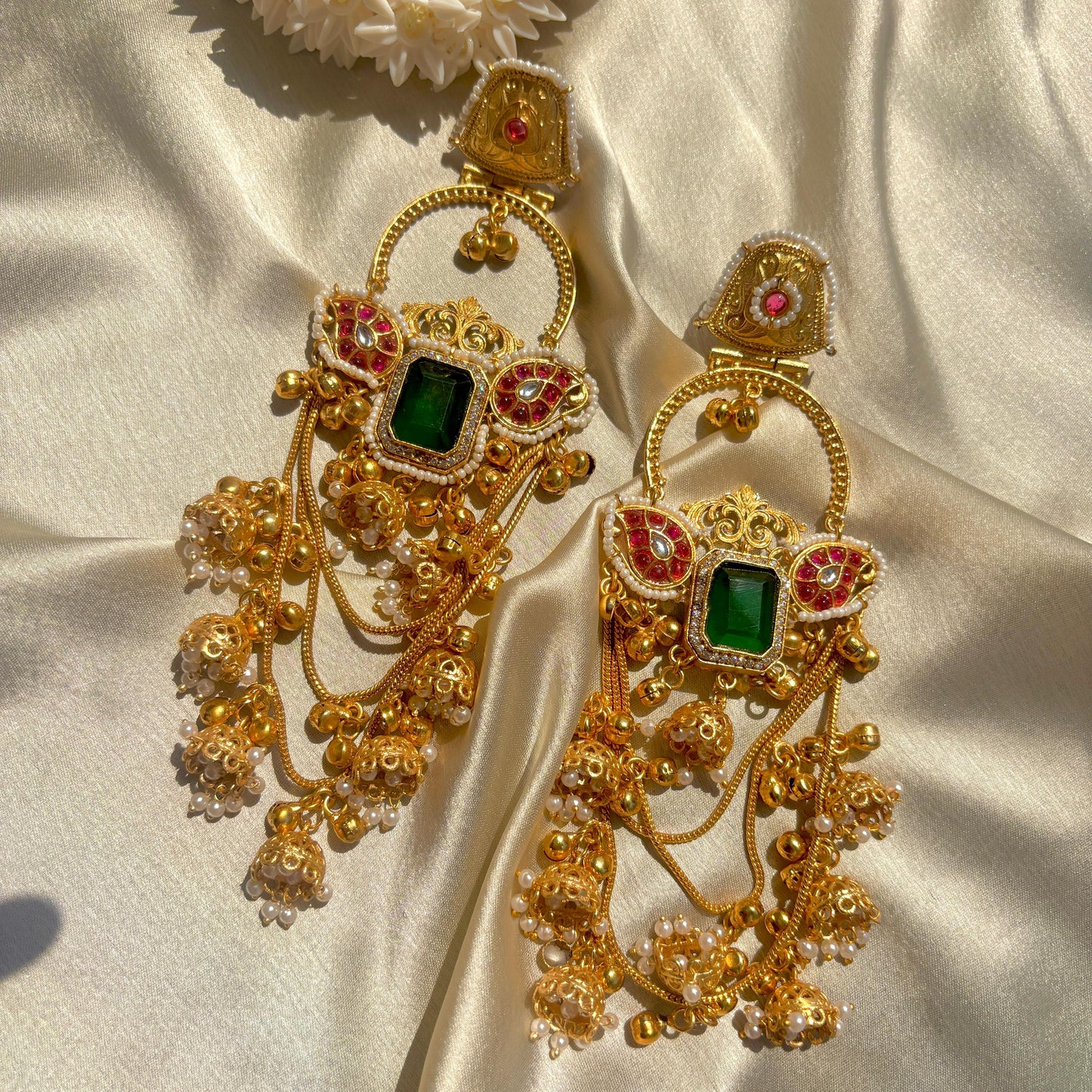 Navneet Chandbali Earrings Green