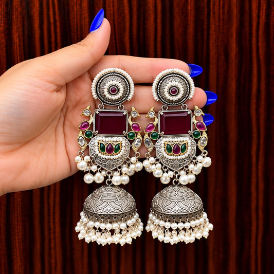 Yamini Silver Jhumka