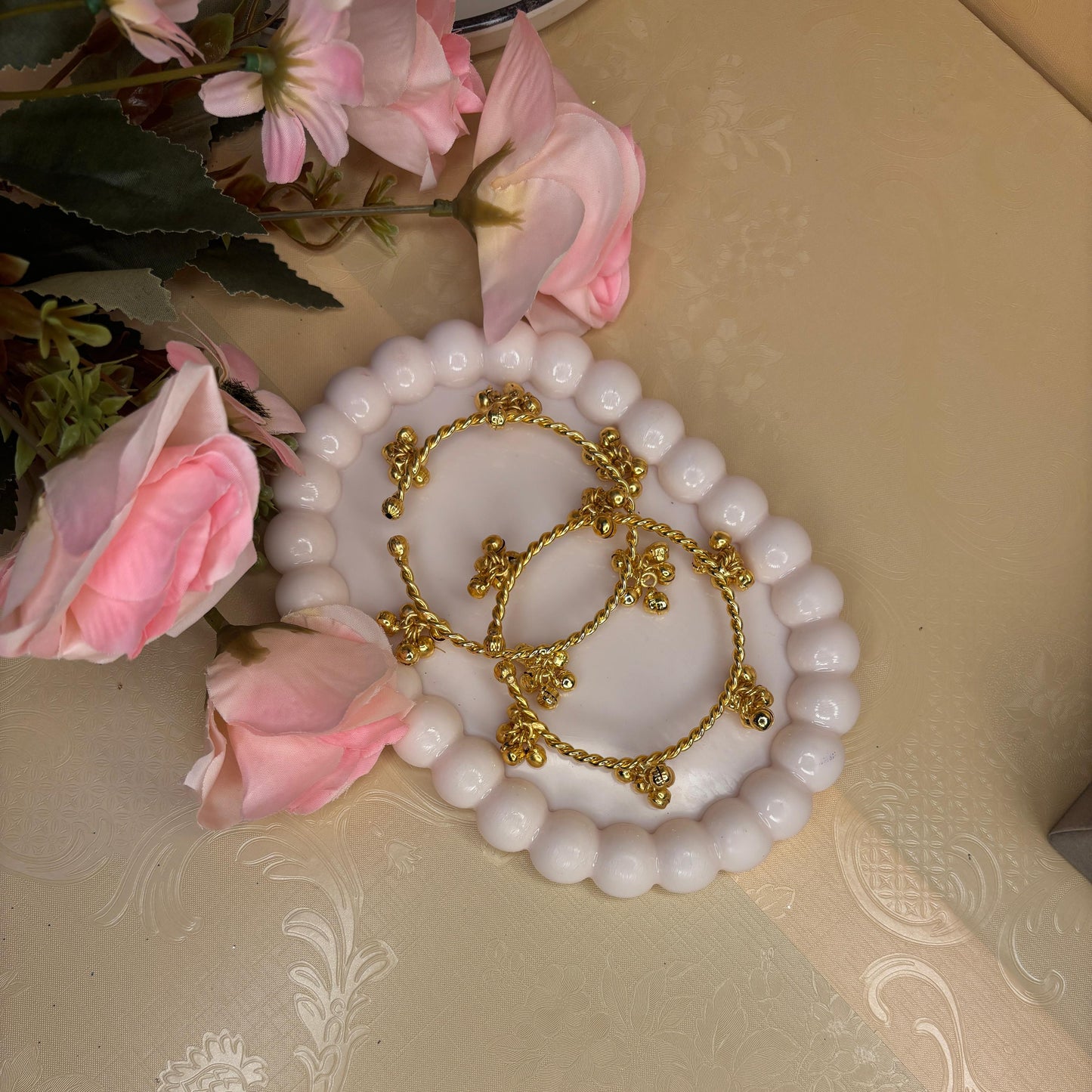 Gold Beaded Hoop Bangle