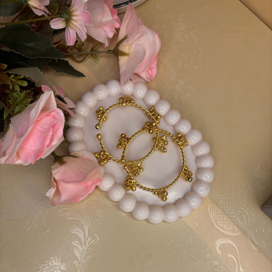 Gold Beaded Hoop Bangle