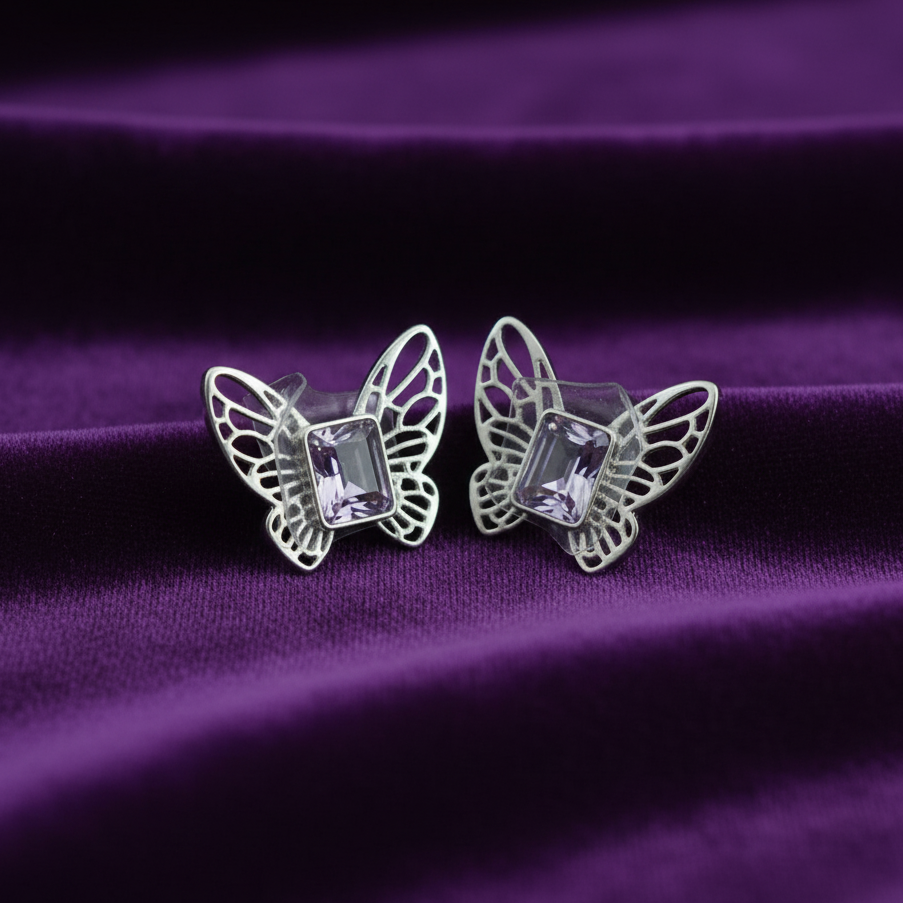 Amara Butterfly Crystal Stud Earrings