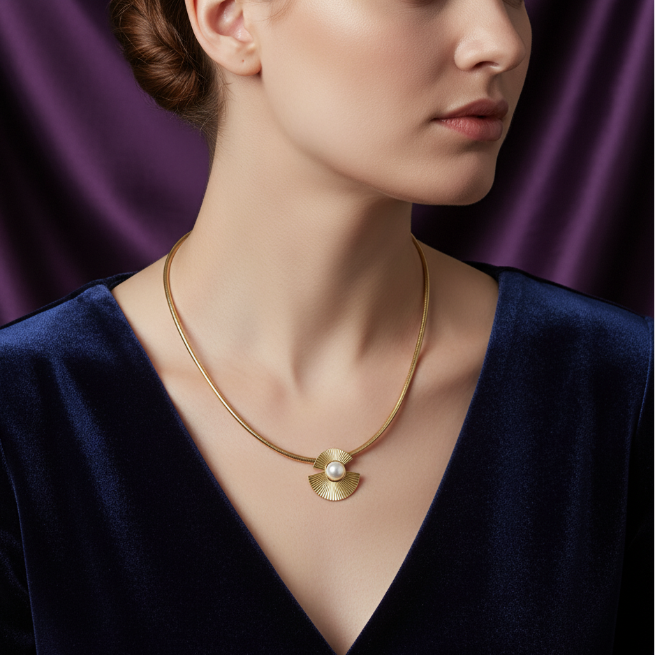 Aurelia Vintage Pearl Medallion Necklace