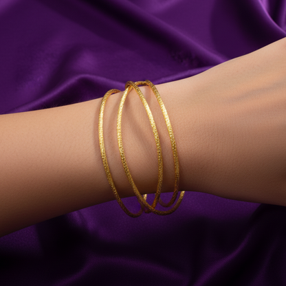 Elysia Textured Silver Bangle Set (Set of 3)