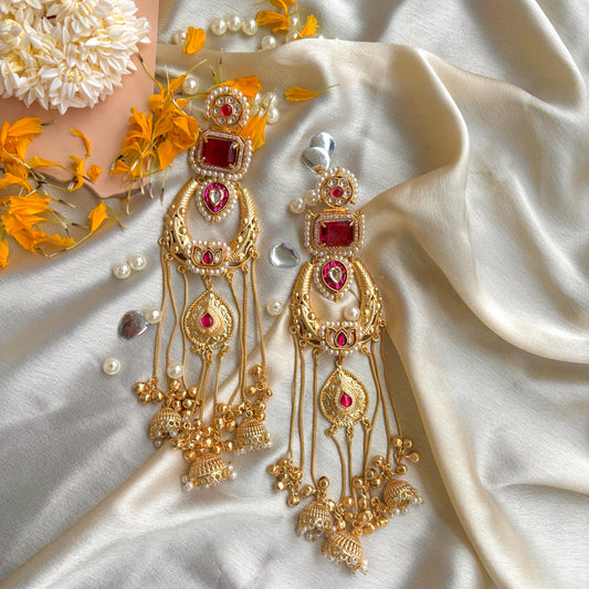 Royal Heritage Kundan Jhumka Chandbali Earrings