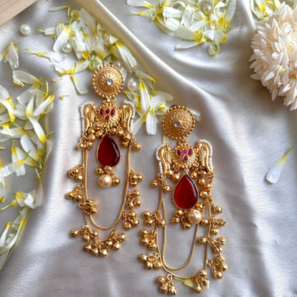 Ruby Drop Heritage Temple Earrings