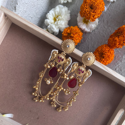 Ruby Drop Heritage Temple Earrings