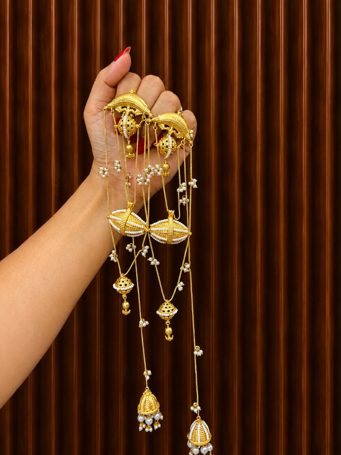 Pearl Tassel Statement Earrings