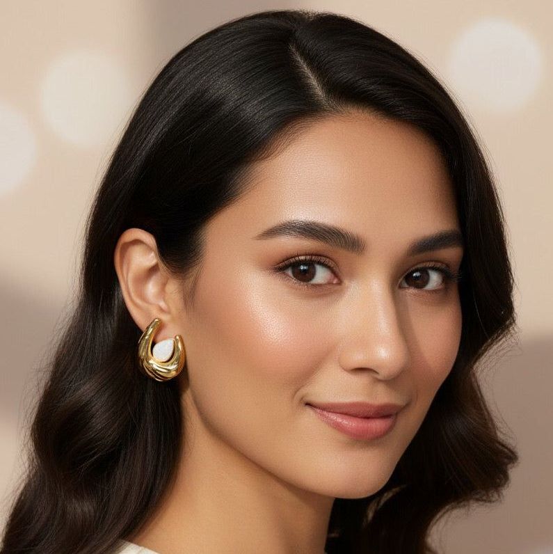 Opal Embrace Gold Stud Earrings – Rivyara Jewels