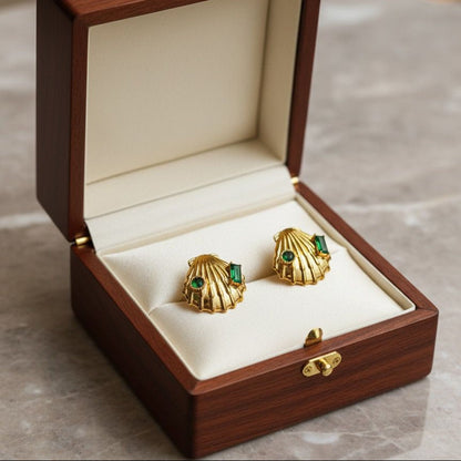 Emerald Tide Shell Earrings