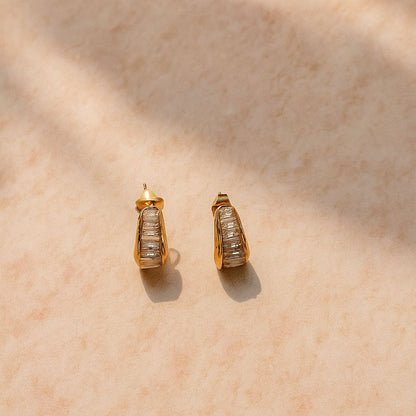 Radiant Gold Baguette Hoop Earrings – Rivyara Jewels