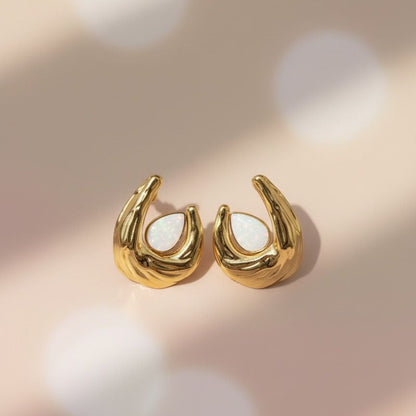 Opal Embrace Gold Stud Earrings – Rivyara Jewels