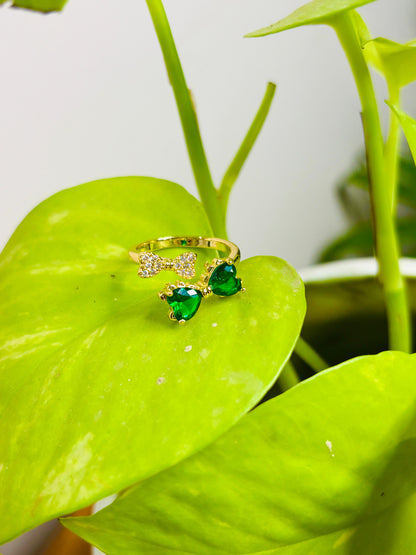Emerald Bow Statement Ring