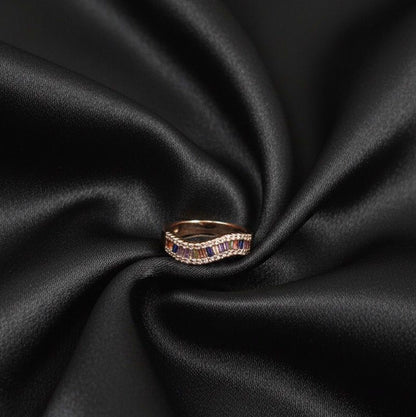 Gold Adjustable Multicolor Gemstone & Crystal Ring