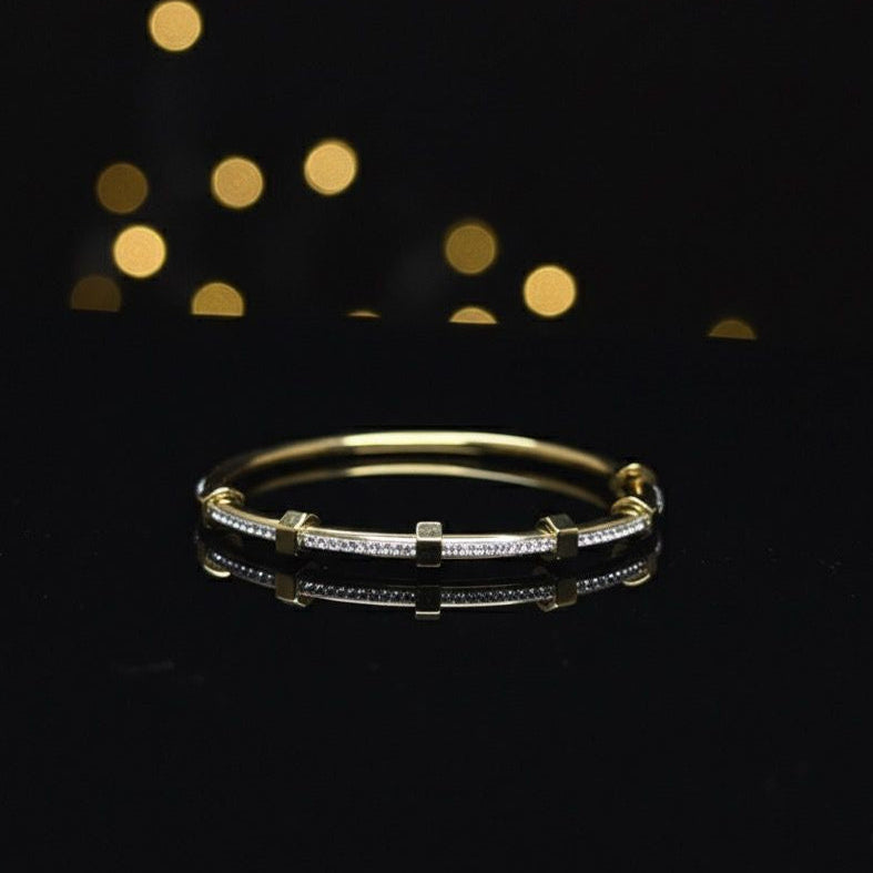 Two-Tone Gold and Silver Link Bracelet with Crystal Detailing