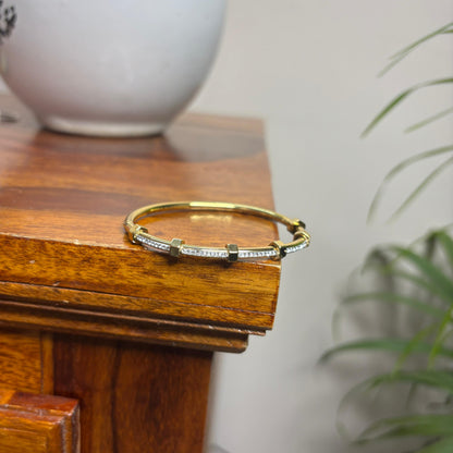 Two-Tone Gold and Silver Link Bracelet with Crystal Detailing
