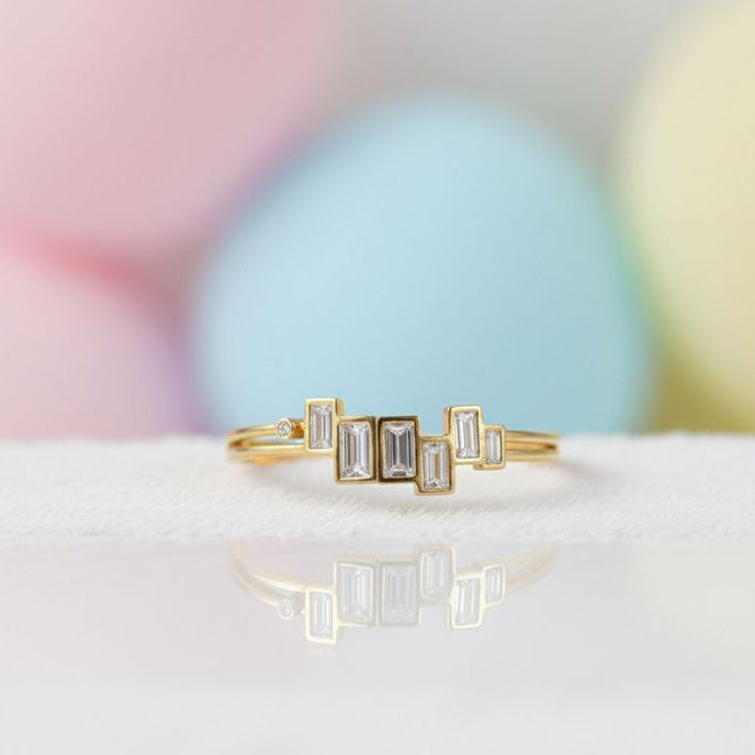 Gold Geometric Bracelet with Rectangular Crystal Accents