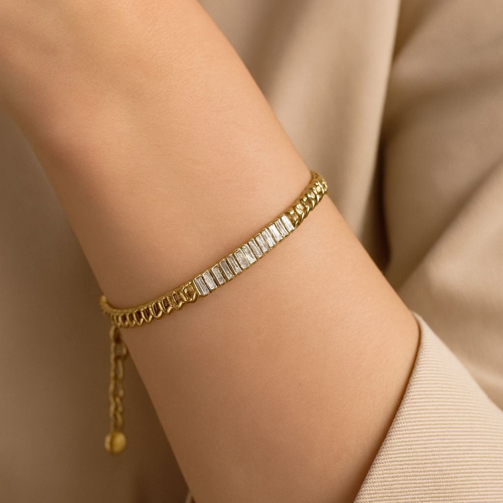 Elegant Baguette Crystal Gold Bracelet