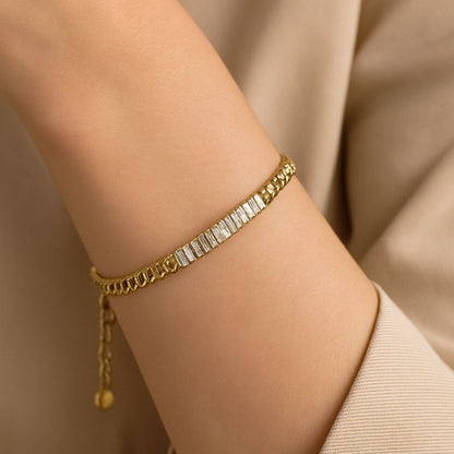 Elegant Baguette Crystal Gold Bracelet