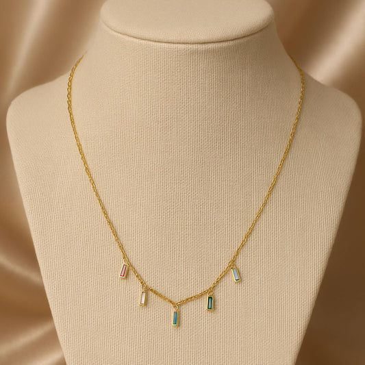 Aurora Baguette Multi-Stone Necklace