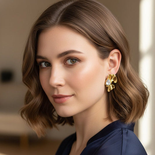 Luna Sculpted Gold Drop Earrings