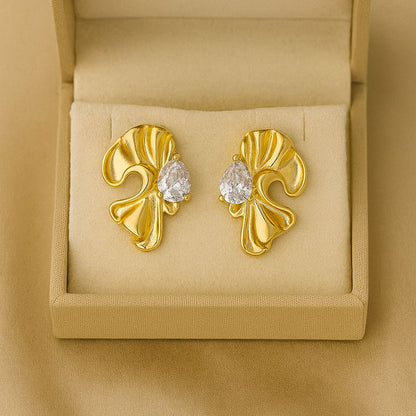 Luna Sculpted Gold Drop Earrings