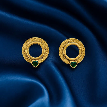 Aurora Hammered Gold Circle Earrings