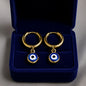 Gold Evil Eye Hoop Earrings – Blue Enamel Protection Charm