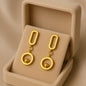 Modern Geometric Gold Drop Earrings – Minimalist Open-Shape Dangle Design