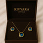 Blue Oval Gemstone Necklace & Earring Set – Gold-Plated | RIVYARA Jewels