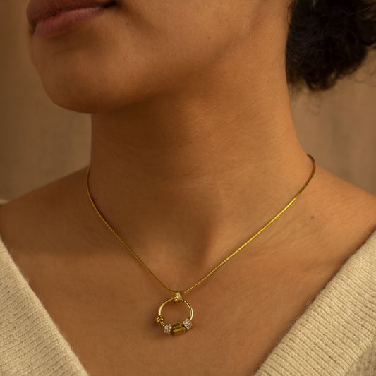 Rivyara Elegant Gold Circle Pendant Necklace