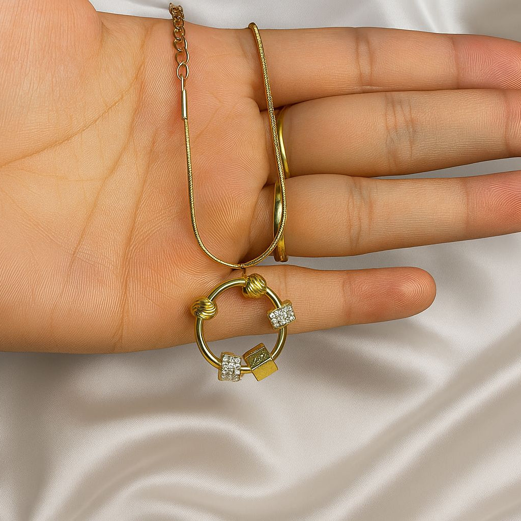 Rivyara Elegant Gold Circle Pendant Necklace