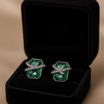 Emerald Radiance Crossover Statement Earrings