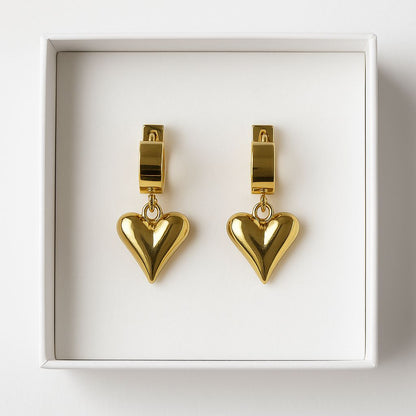 Golden Heart Drop Earrings