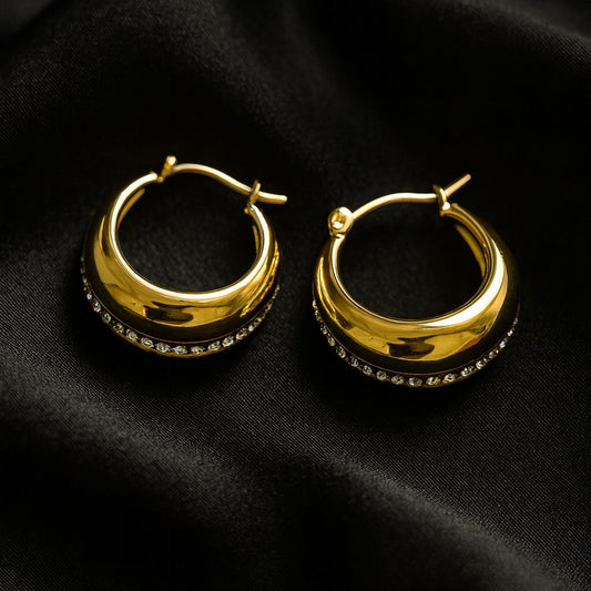 Radiant Gold Crystal Hoop Earrings