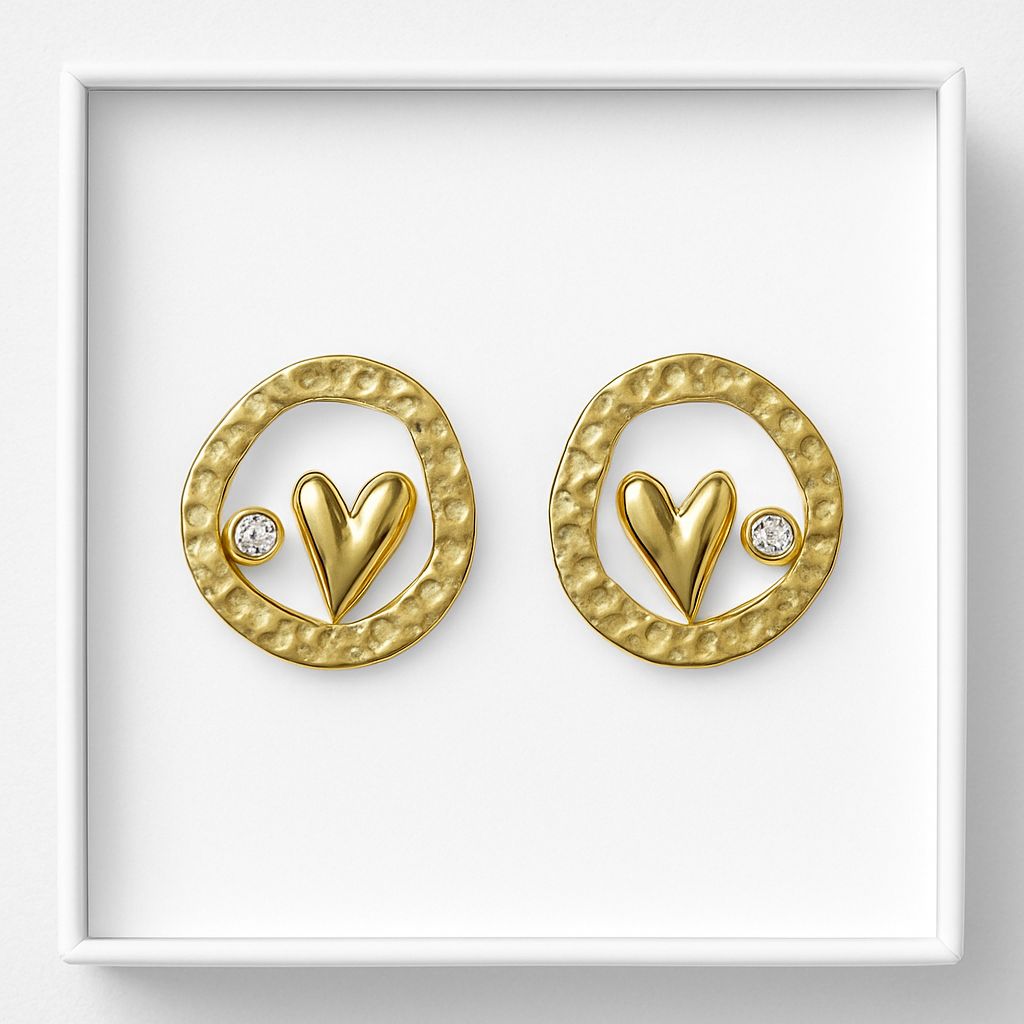 Golden Heart Aura Textured Earrings