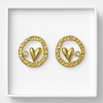 Golden Heart Aura Textured Earrings