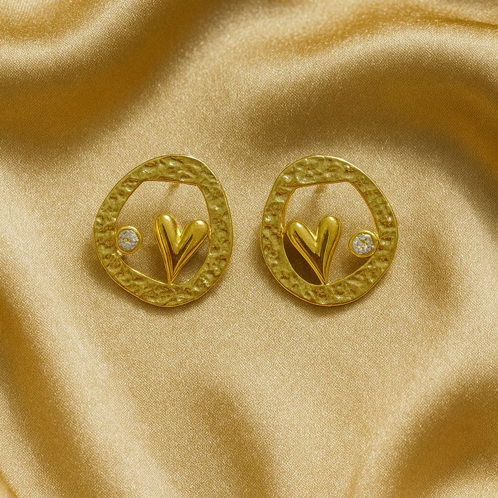Golden Heart Aura Textured Earrings