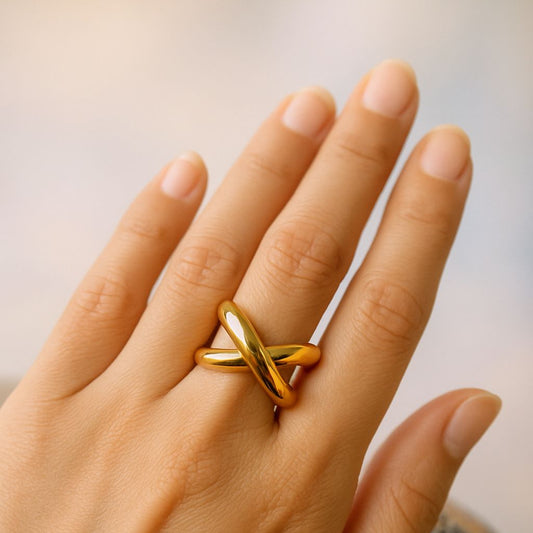 Gold Crossover Infinity Ring