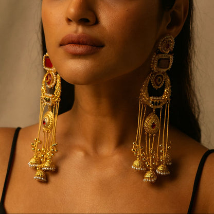 Royal Heritage Kundan Jhumka Chandbali Earrings