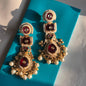 Ruby Kundan Pearl Statement Jhumka Earrings