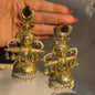 Antique Black Stone Temple Jhumka Earrings